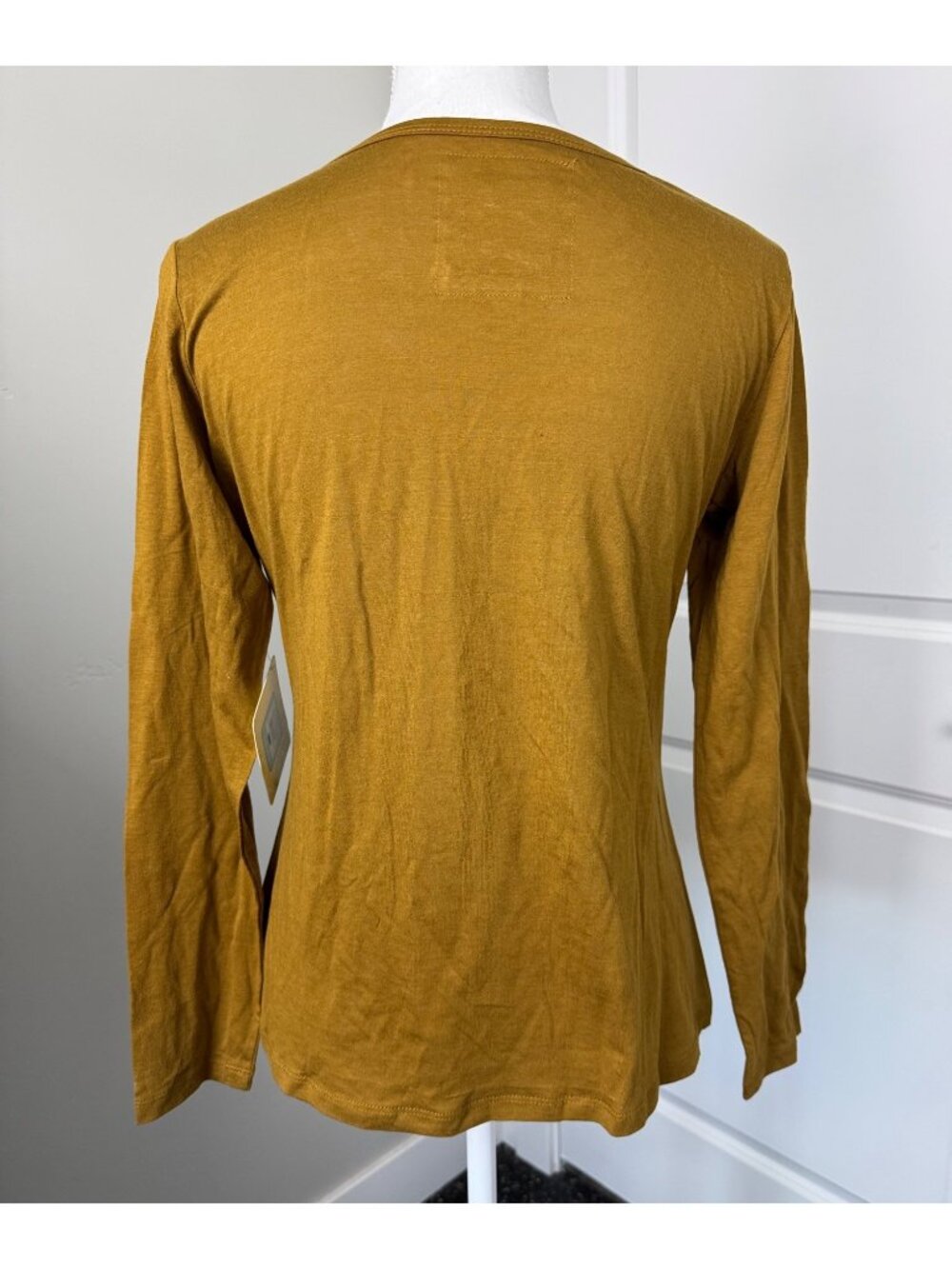 Bella Bird Womens M Mustard Yellow Ruffle Zig Zag Office Casual Retro - Picture 7 of 12